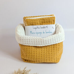 Panière + 5 lingettes lavables ocre