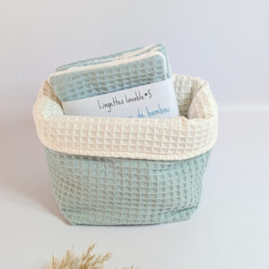 Panière + 5 lingettes lavables bleue