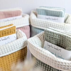 Panière + 5 lingettes - coloris aux choix