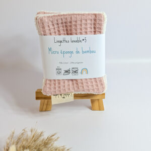 Lingettes lavables nid d'abeille rose