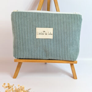 Trousse de toilette Velours côtelé bleue