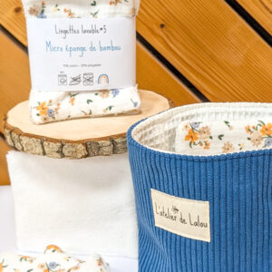 Panière + 5 lingettes - coloris aux choix